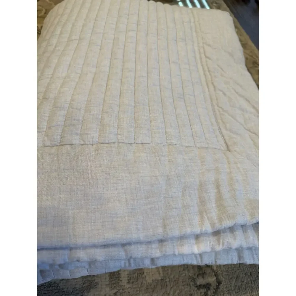 Nordstrom 100% Organic Cotton Twill Quilt Grey Sz King NEW